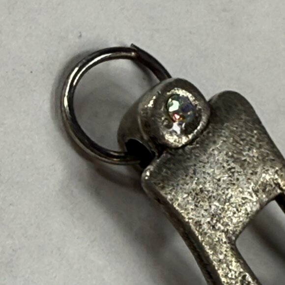 Silver Tone Metal Cross Pendant With Rhinestone Crown Embellishment for Necklace - Picture 9 of 15